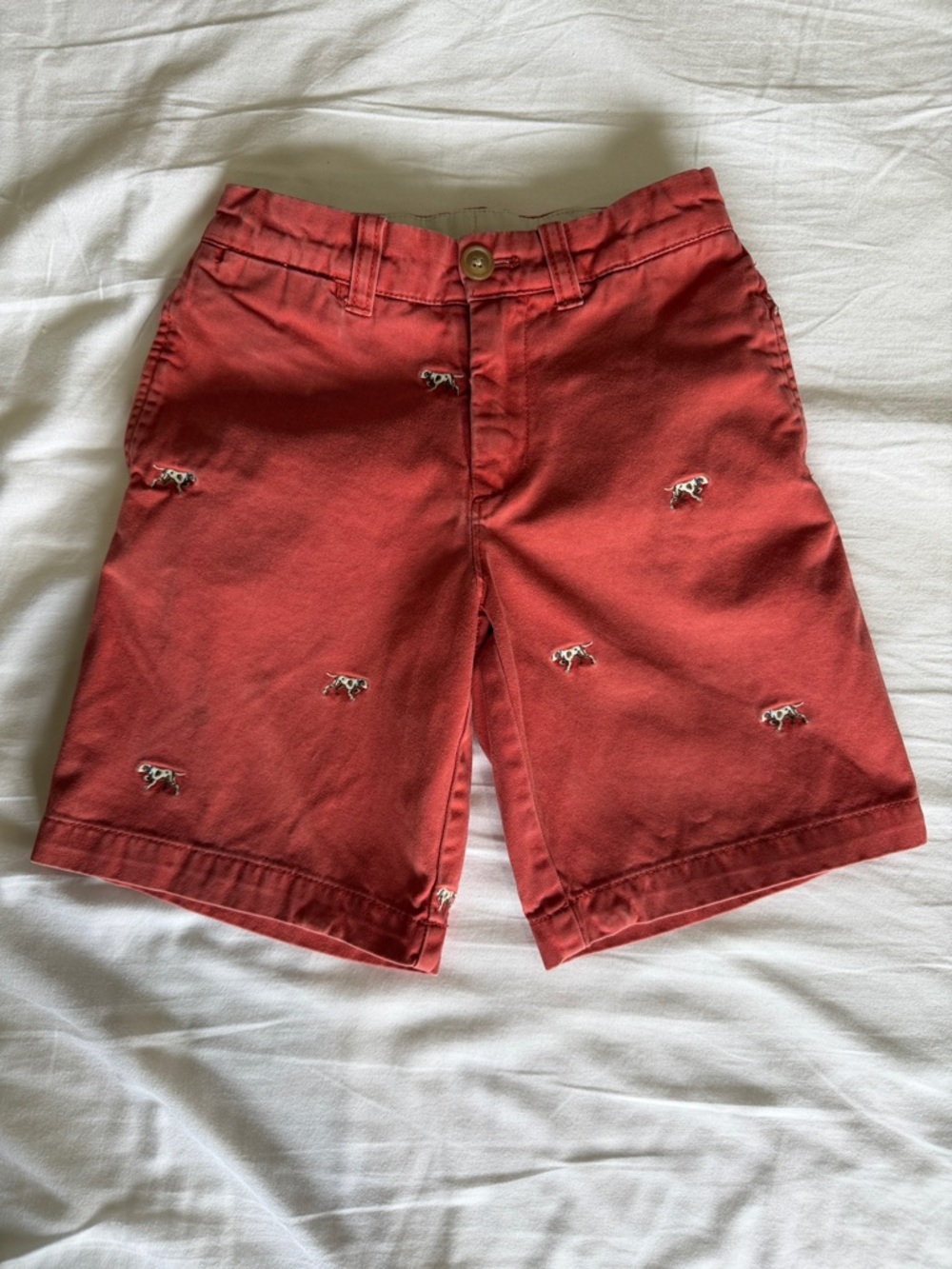 Crewcuts Red Cow-Embroidered Cotton Shorts
